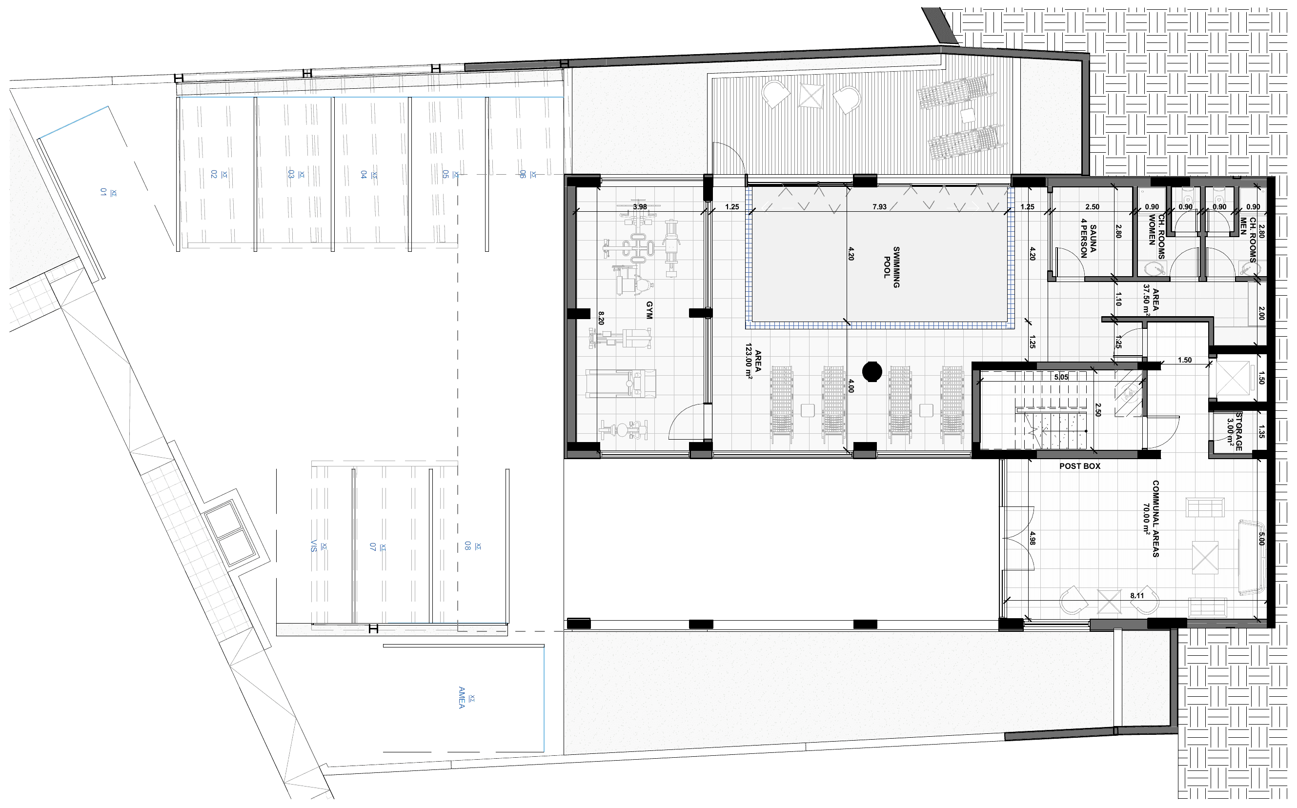 A residential development: The ground floor